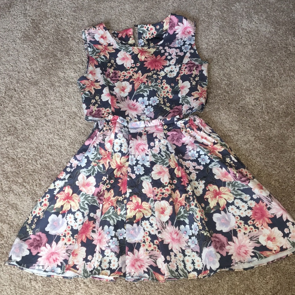 Floral Dress with Side Cut Outs